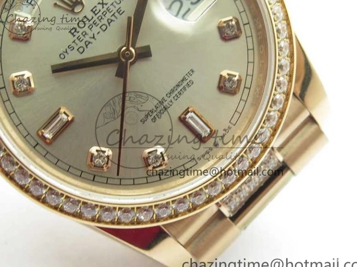 Bracelet Day-Date Dial Silver on Crystal RG A2836 Best Edition 128235 Marker Crystal BP President 36mm RG 0511